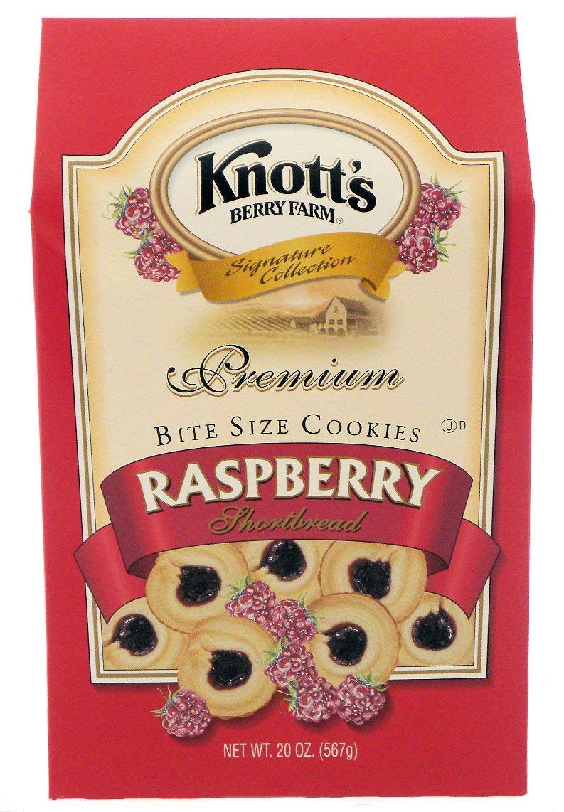 Knott's Berry Farm Raspberry Shortbread Cookies pack shot, ideal for sharing at gatherings.