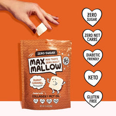 Know Brainer Max Mallow hot chocolate topping with creamy, zero-sugar sweetness.