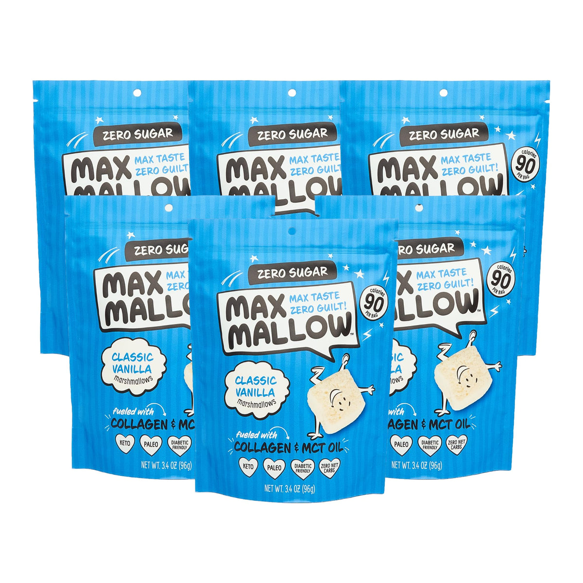 Know Brainer Max Mallow packaging featuring sugar-free marshmallows for keto snacking