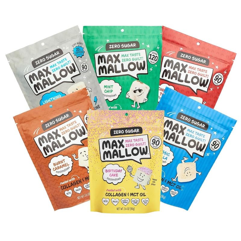 Know Brainer Max Mallow sugar-free marshmallows pack for keto-friendly snacking and baking.
