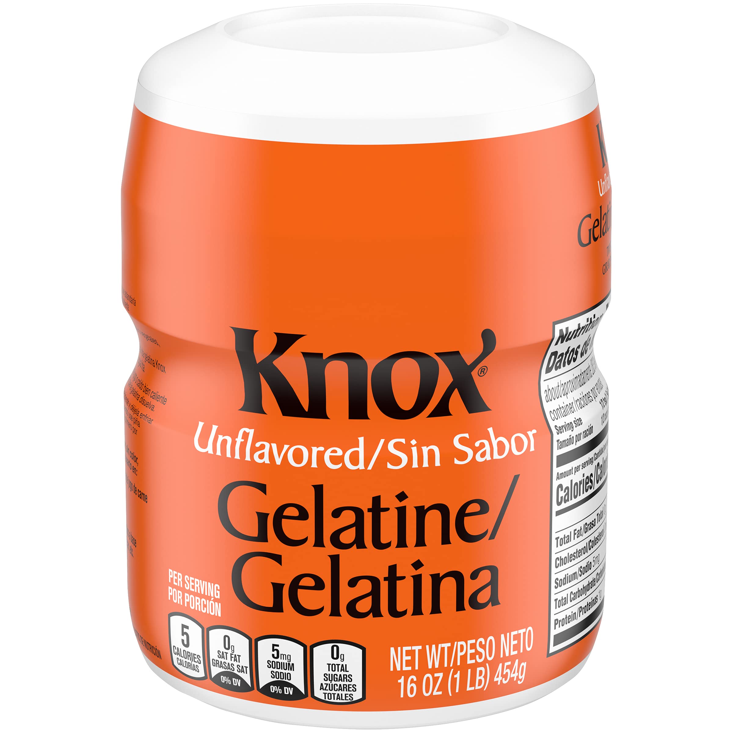 Close-up of Knox Gelatin label on a three-pack for packaging details.