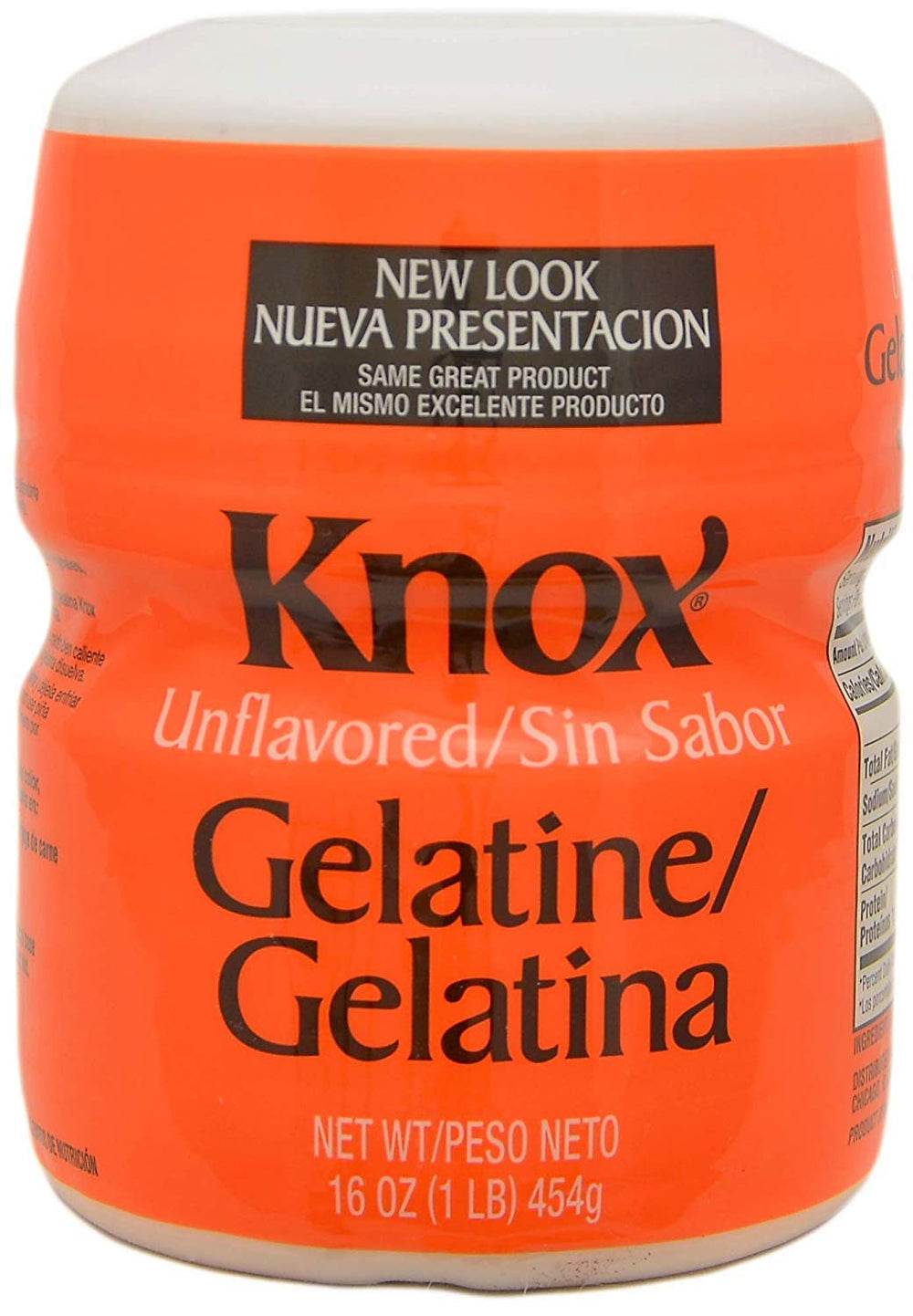 Knox unflavored gelatin 1 lb packaging shown for versatile kitchen use.