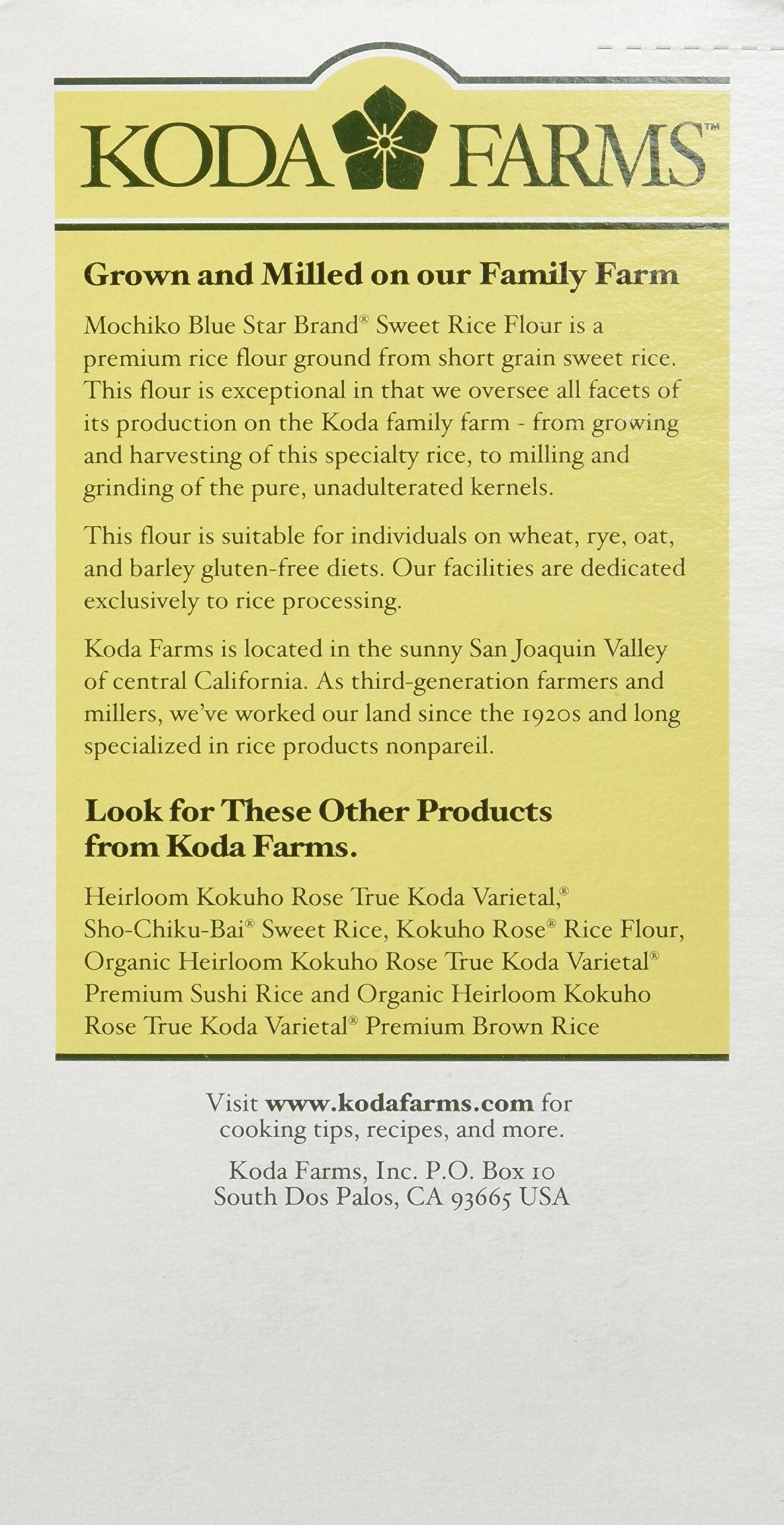 Koda Farms Mochiko flour in a bowl shows fine texture for mochi and desserts