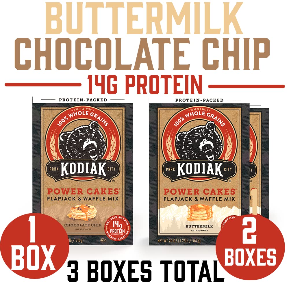 Kodiak Cakes chocolate chip power cakes 18oz package for a sweet morning treat