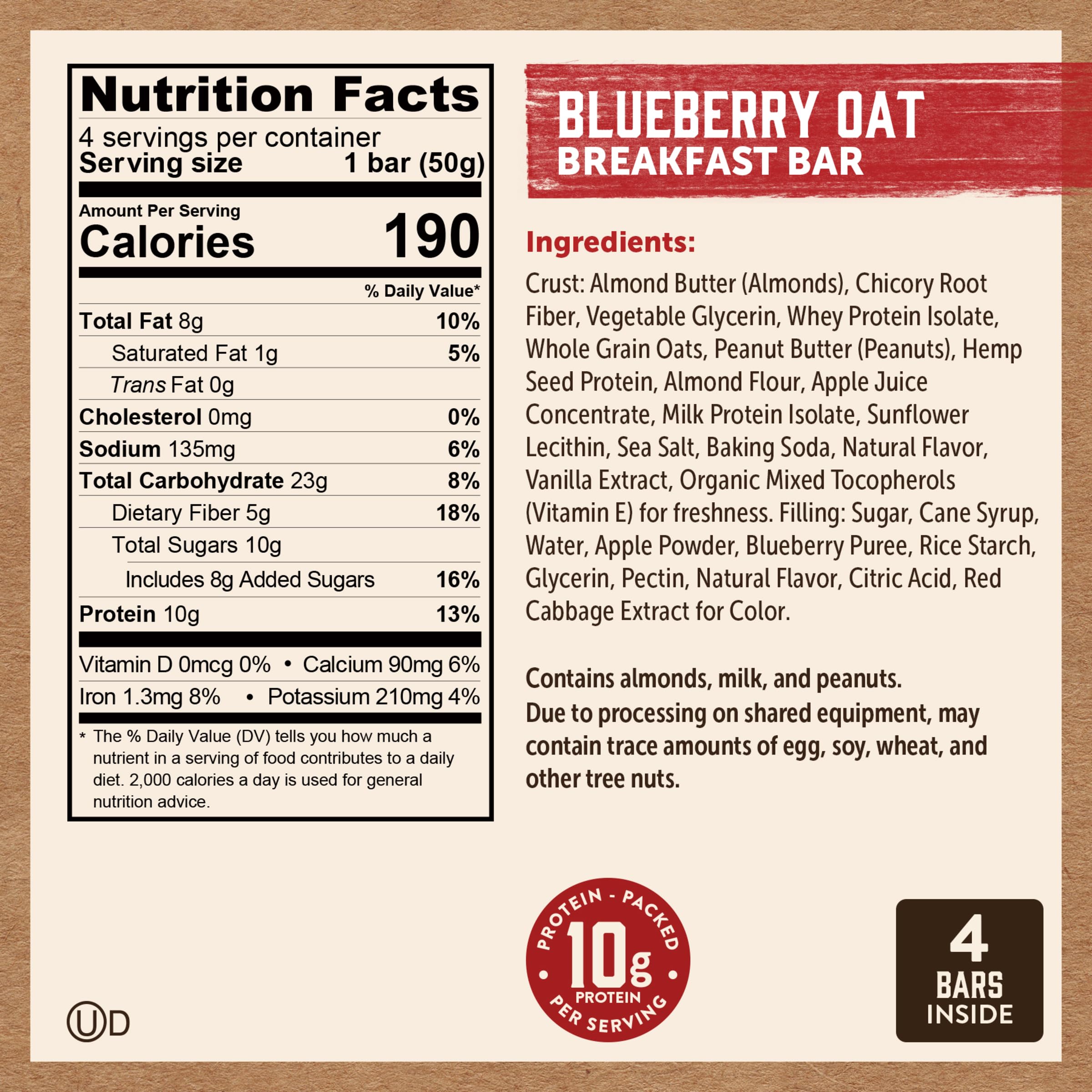 Kodiak Cakes bar delivers 10 g protein per serving for steady energy.