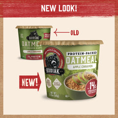 Kodiak Cakes Apple Cinnamon Oatmeal Cup steaming—quick, warm protein boost.