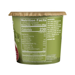 Kodiak Cakes Apple Cinnamon Oatmeal in a Cup back nutrition label, showing protein content for a workout-friendly start.