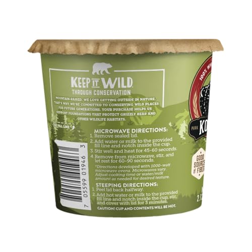Kodiak Cakes Apple Cinnamon Oatmeal in a Cup steeped with hot water, no microwave needed.