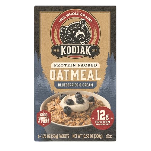 Kodiak Cakes Blueberries and Cream oatmeal in bowl ready to enjoy.