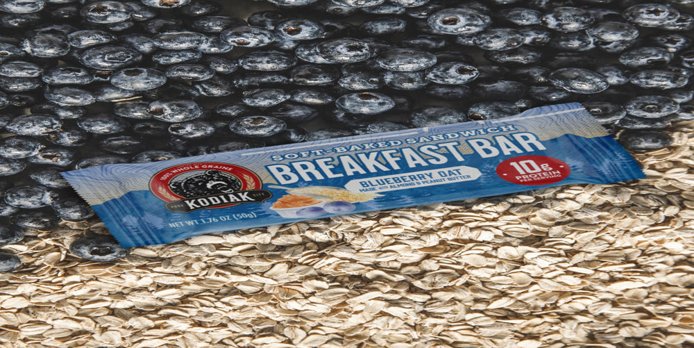 Kodiak Cakes blueberry oat filling highlighted in a tasty morning bar.