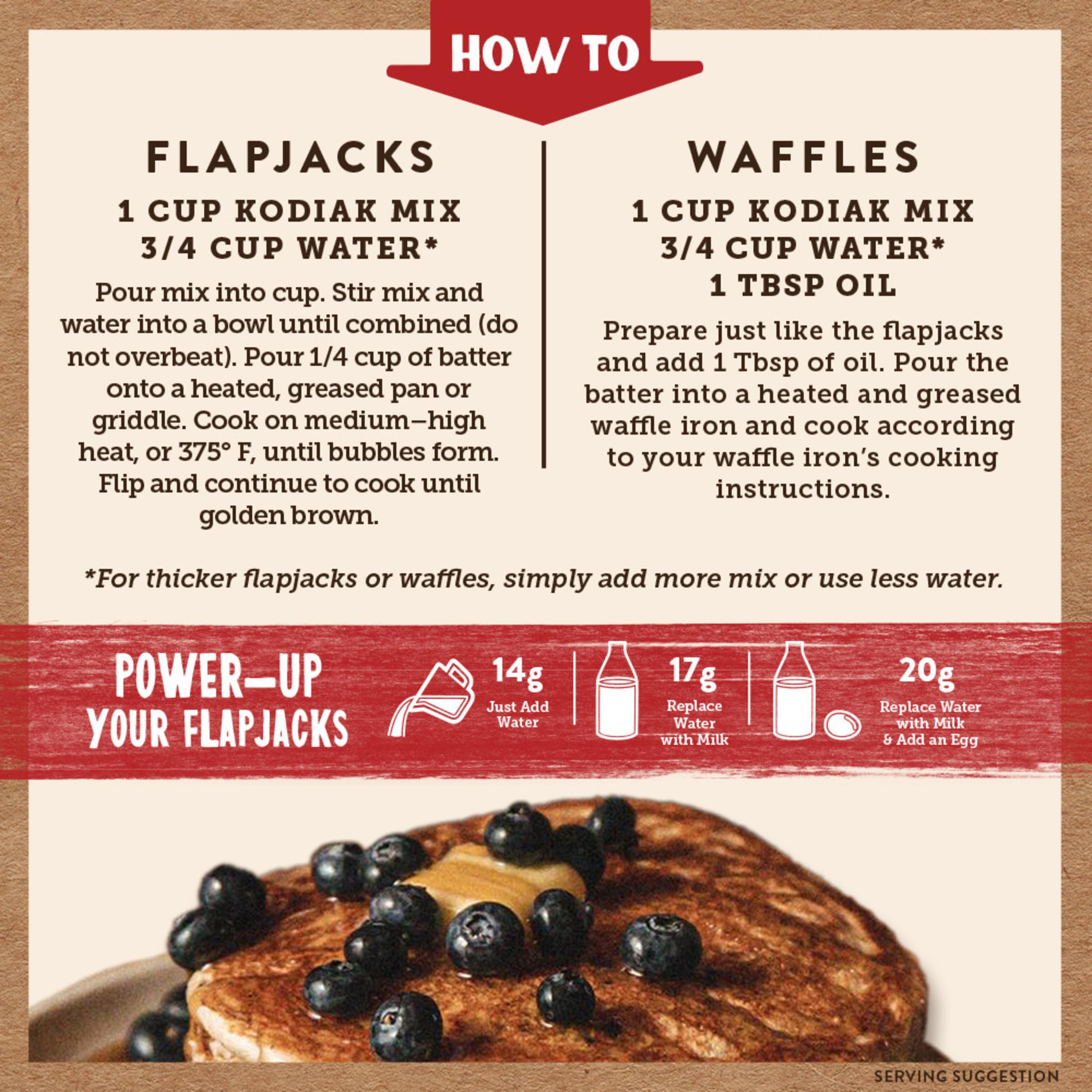 Kodiak Cakes Blueberry Power Cakes pancake stack showing fluffy texture.