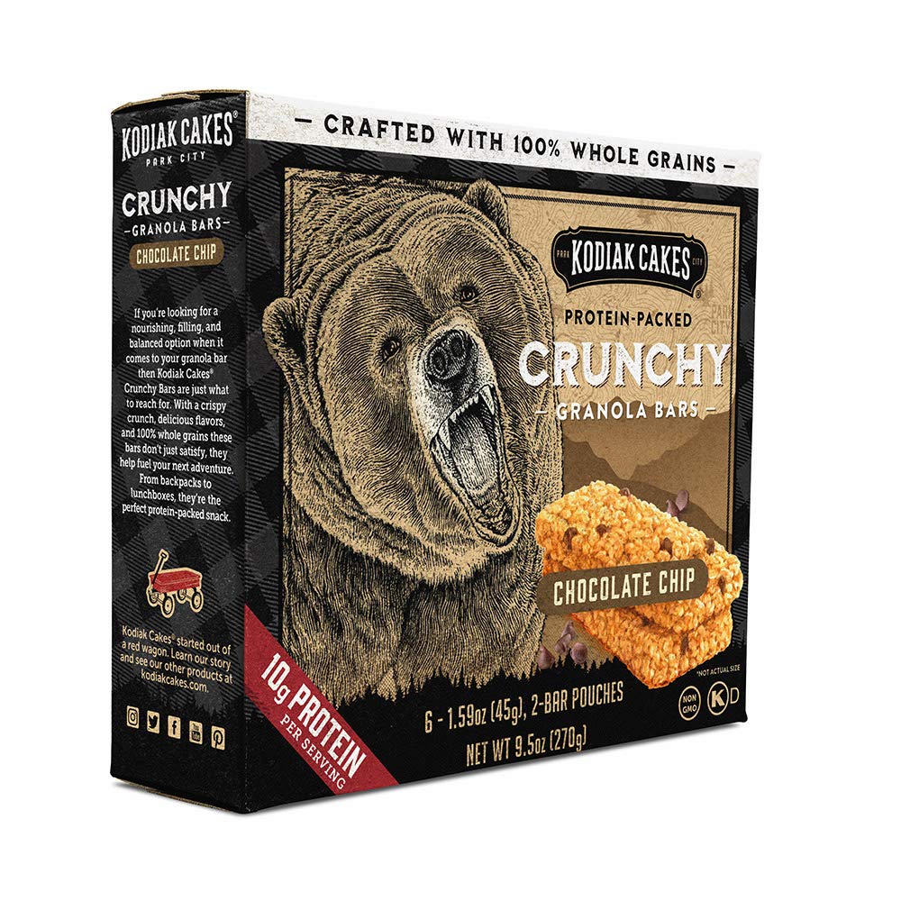 Kodiak Cakes Chocolate Chip Bars foil pack ready to share