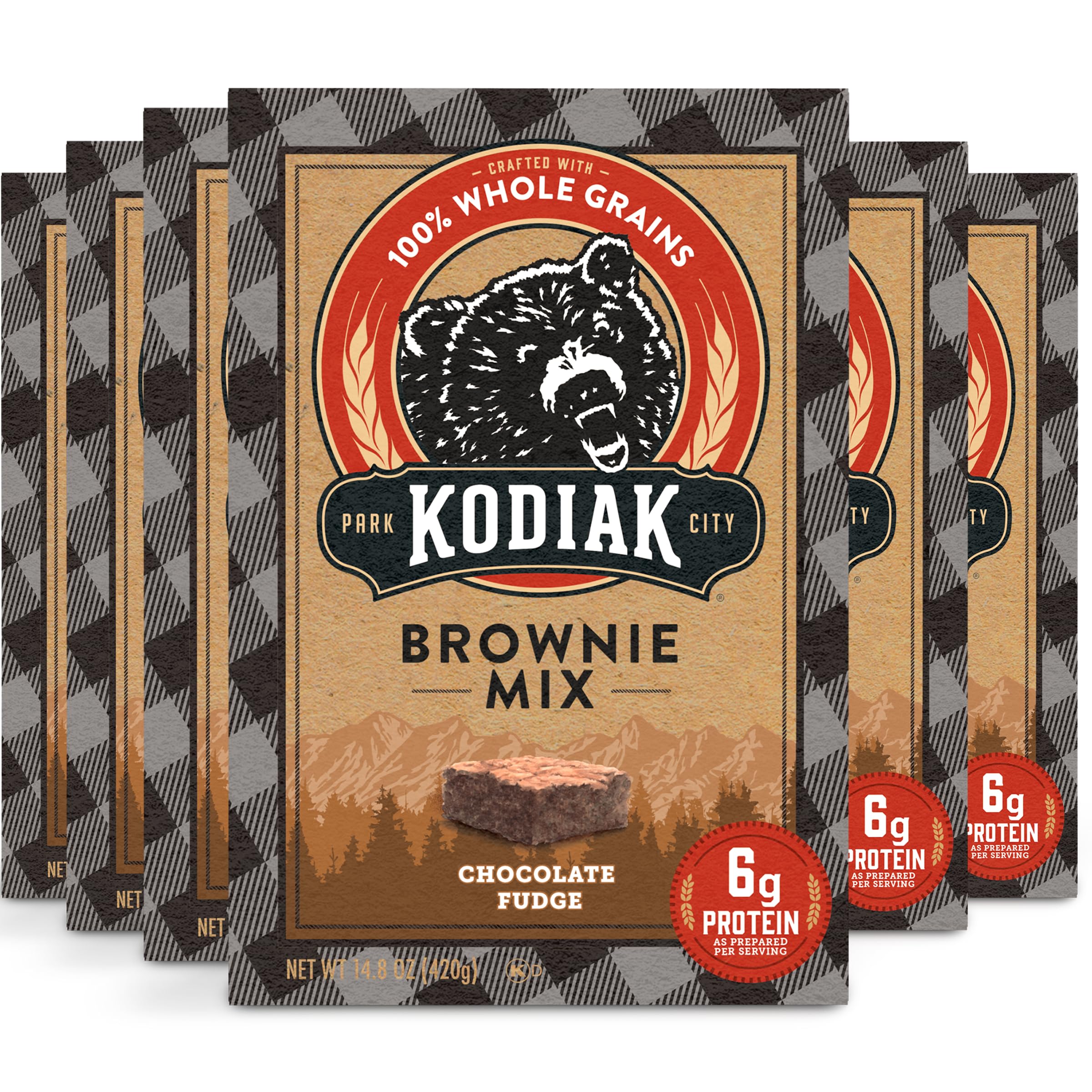 Kodiak Cakes Chocolate Fudge Brownie Mix pack front with rich chocolate flavor