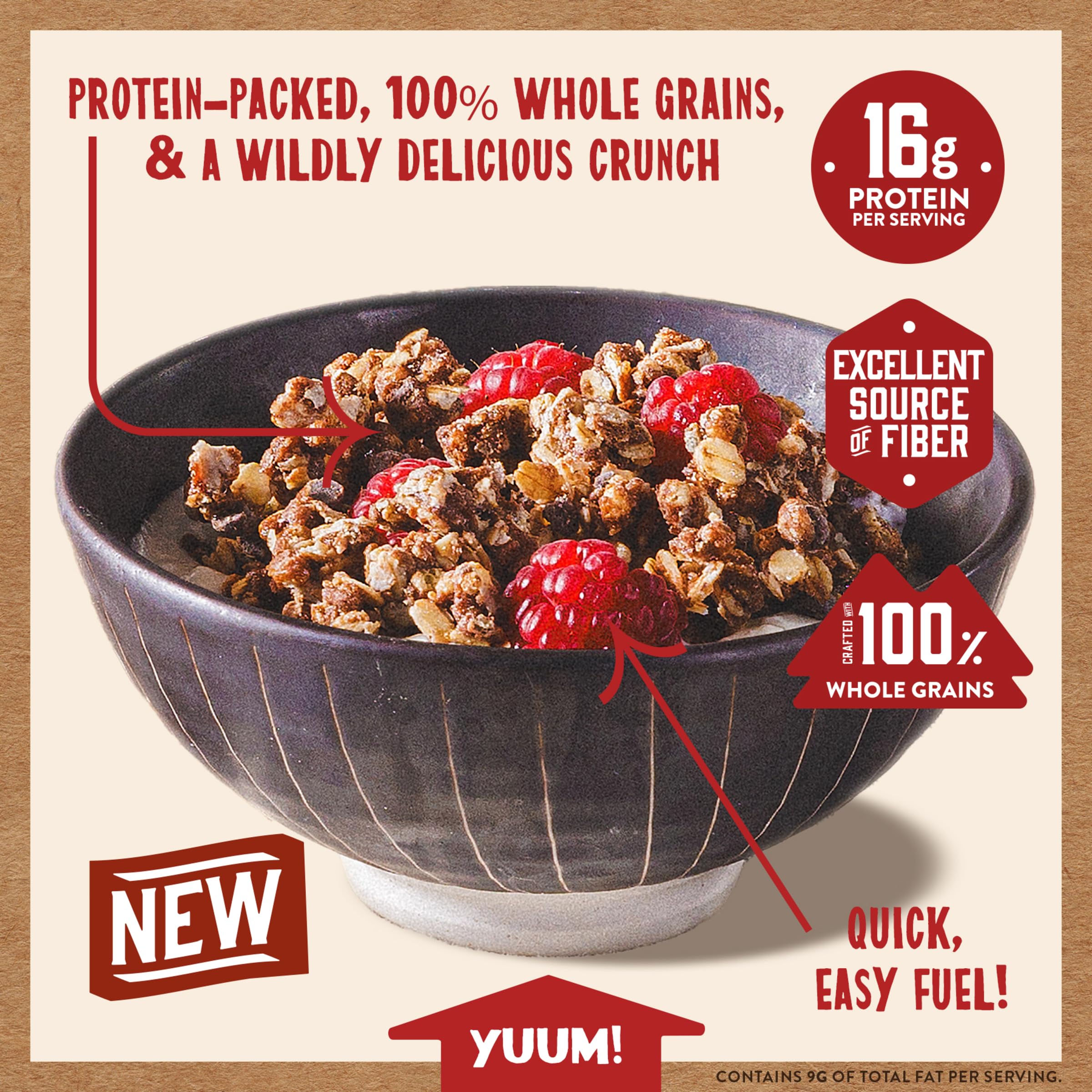 Kodiak Cakes Chocolate Granola serves as a convenient on-the-go snack