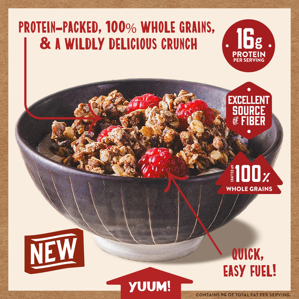 Kodiak Cakes Chocolate Granola serves as a convenient on-the-go snack