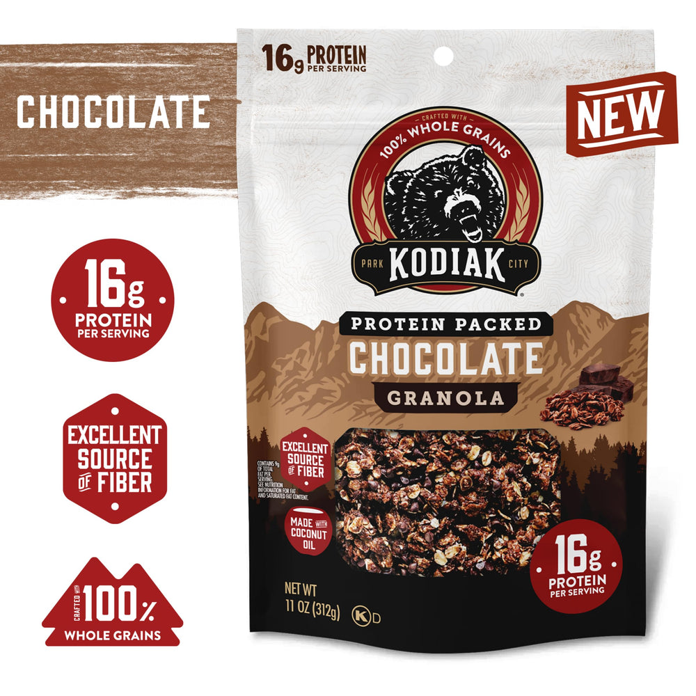Kodiak Cakes Chocolate Granola over yogurt adds protein and a crunchy topping