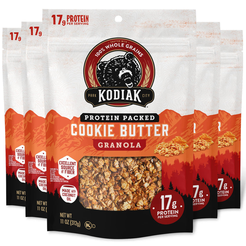 Kodiak Cakes Cookie Butter Granola pouch packaging for on-the-go protein