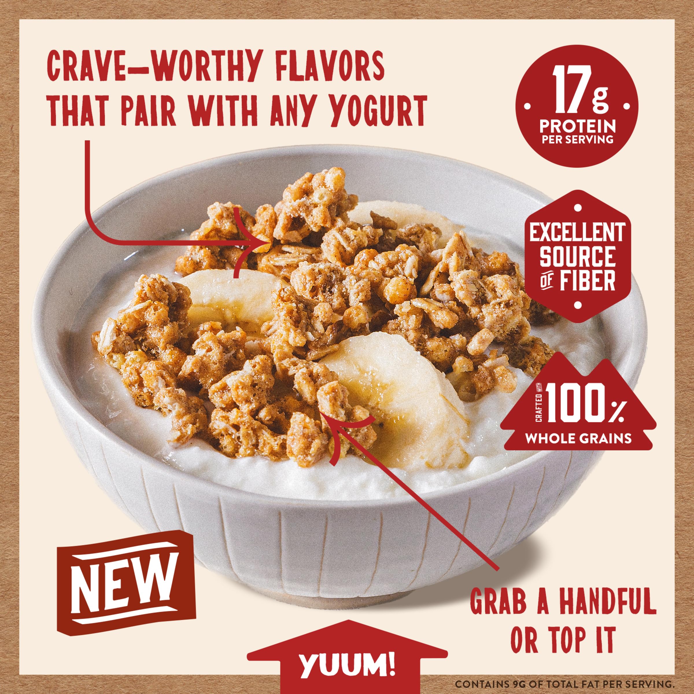 Kodiak Cakes Cookie Butter Granola topping on yogurt