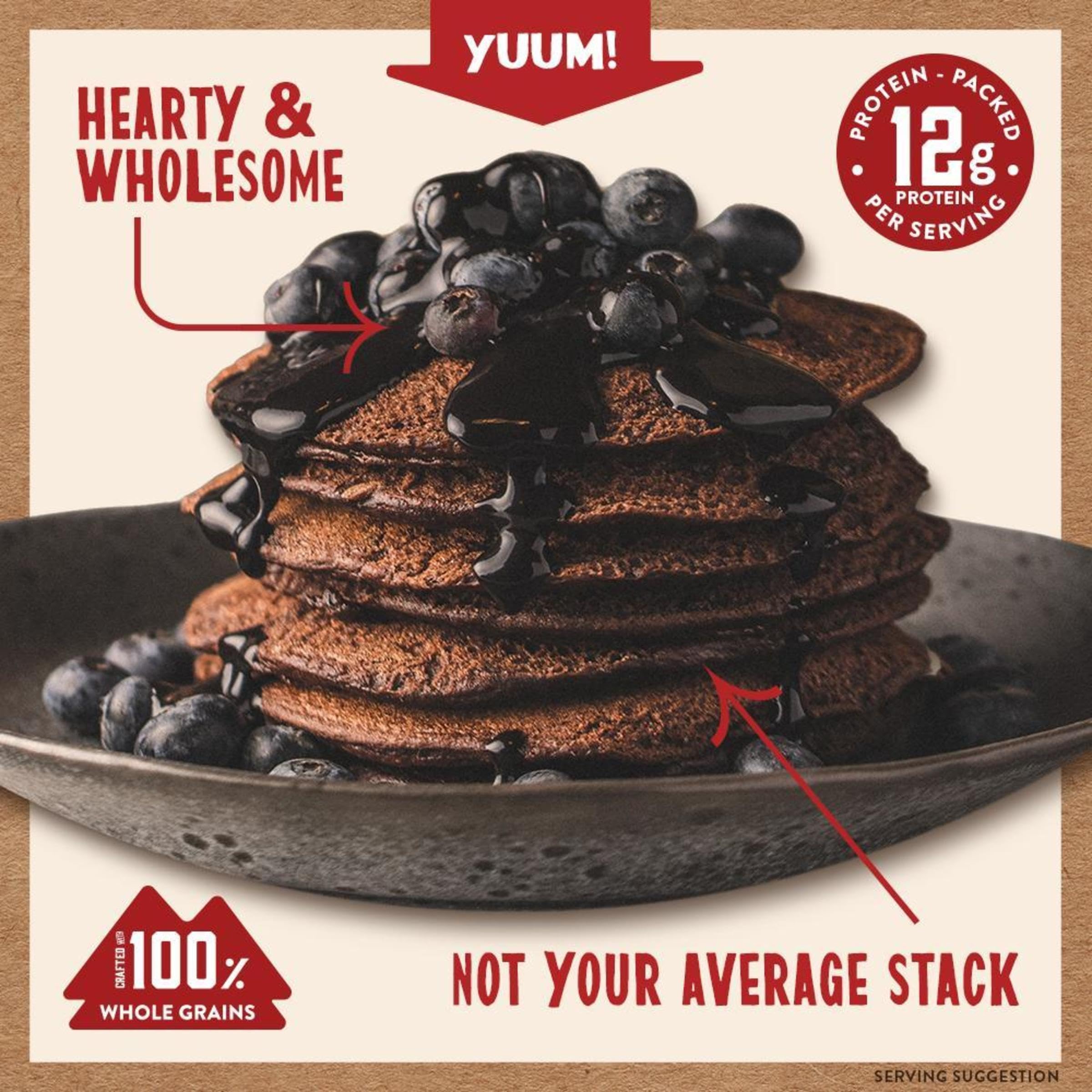 Waffles made from Kodiak Cakes mix on the breakfast table.