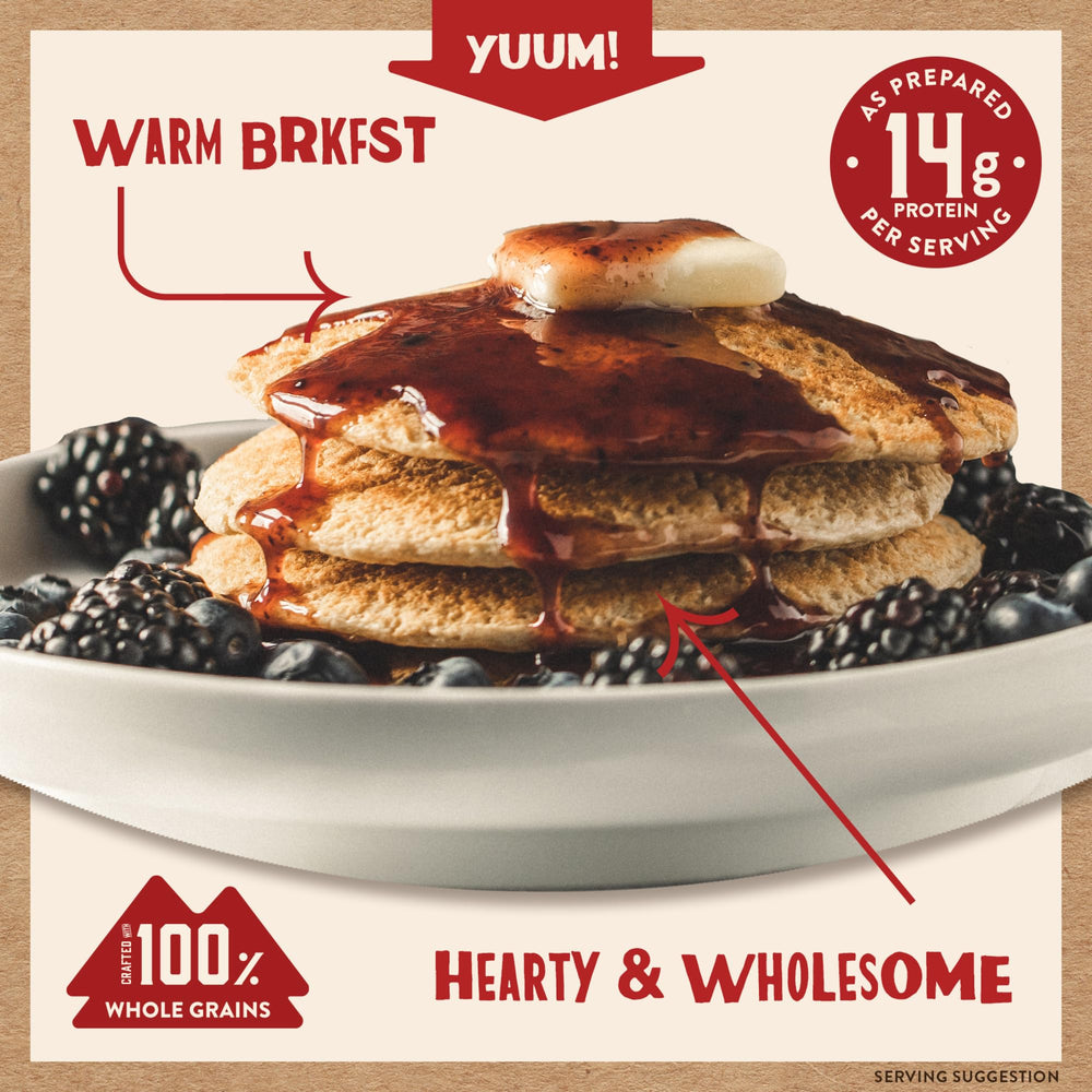 Kodiak Cakes Frontier oat with non-GMO badge, simple ingredients for everyday meals.