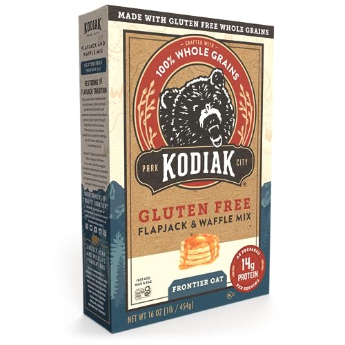 Kodiak Cakes Frontier oat pancakes stack, showcasing hearty texture and protein boost.