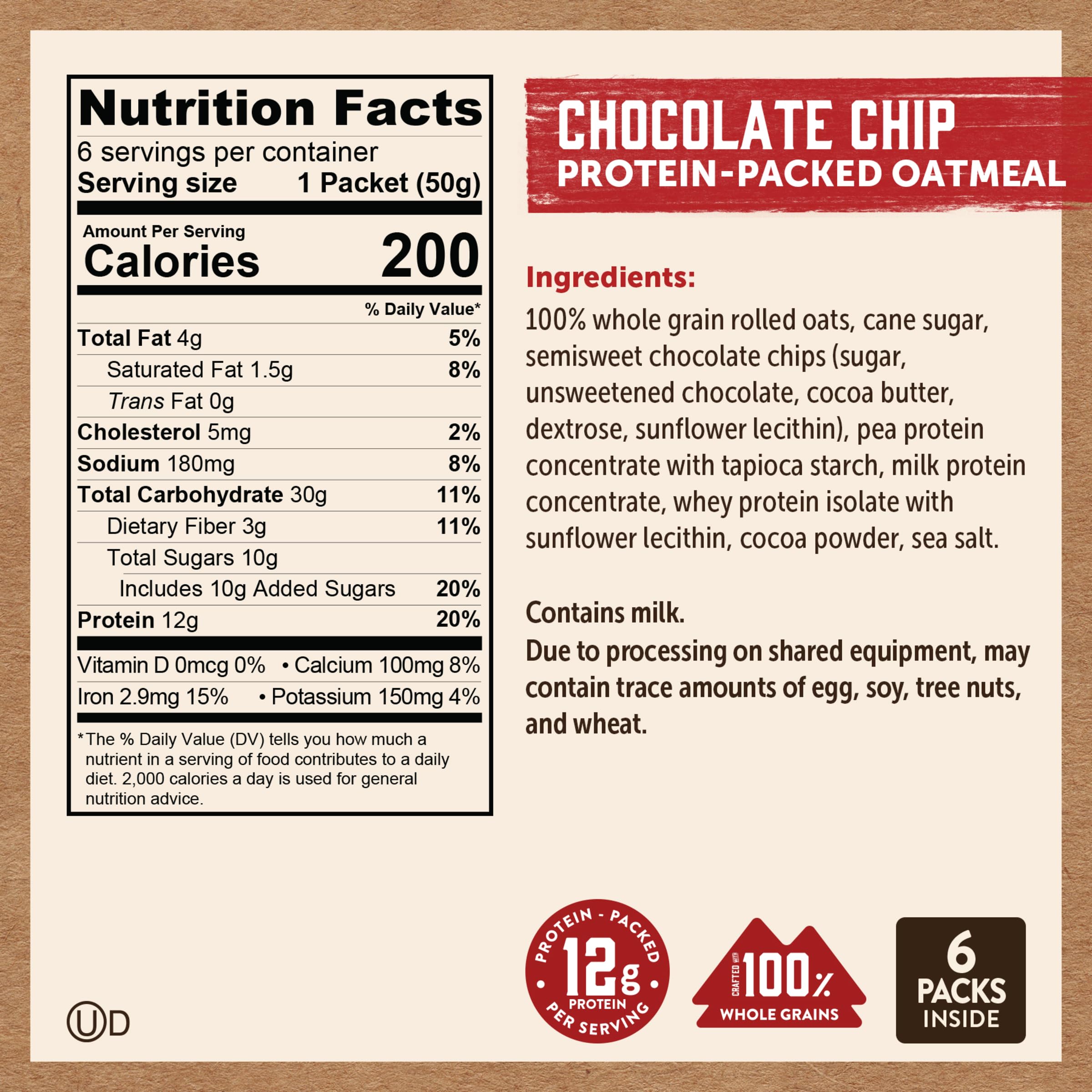 Kodiak Cakes instant oatmeal chocolate chip outdoor-snack idea during hiking or school days.
