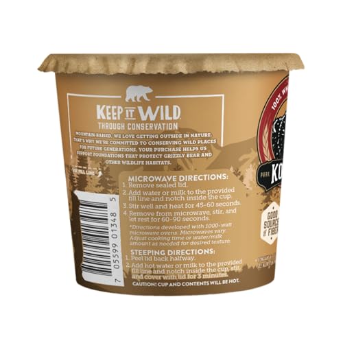 Kodiak Cakes oatmeal texture with peanut butter chips looks inviting and satisfying.