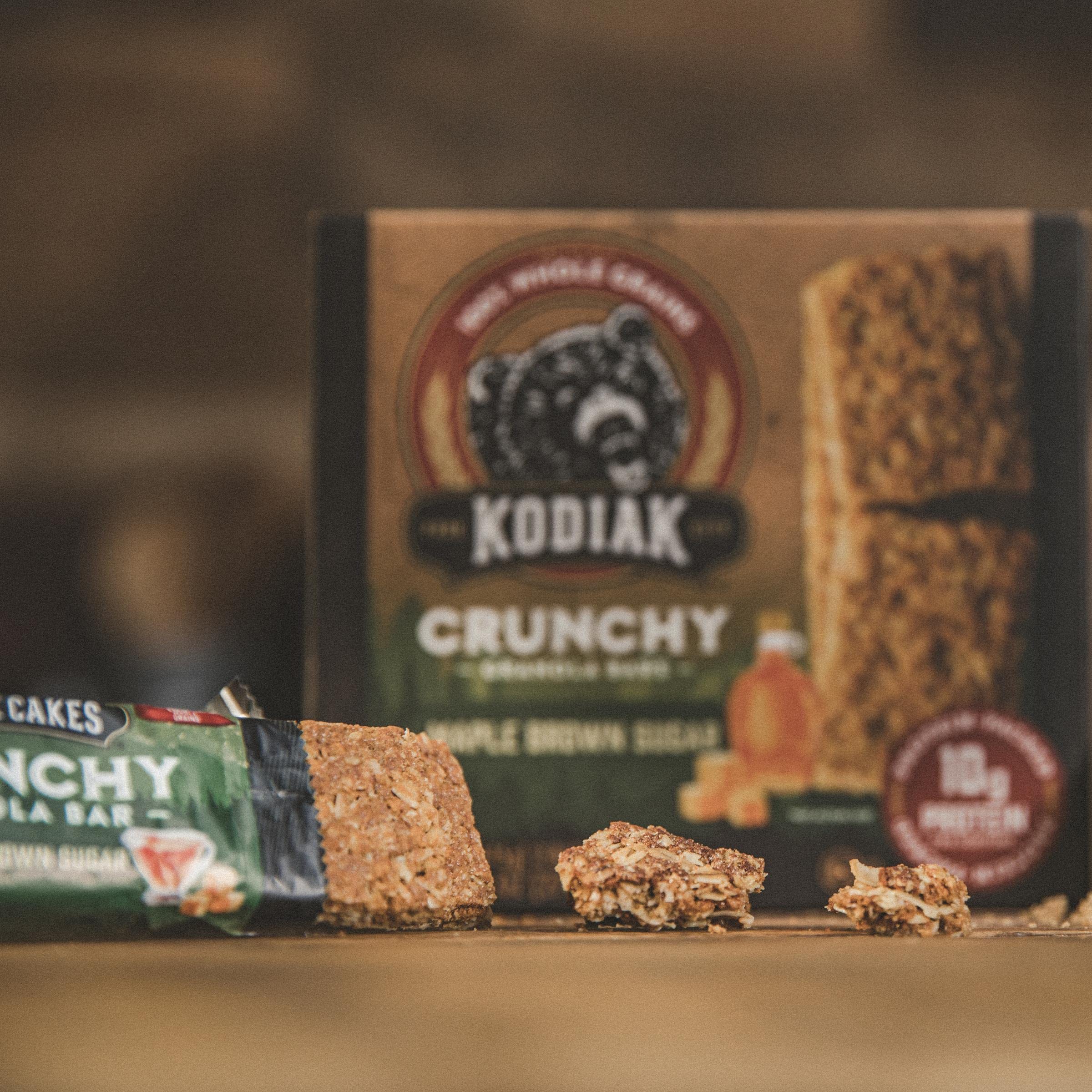 Kodiak Cakes on-the-go bars capture versatile use for gym, office, or outdoor activities.