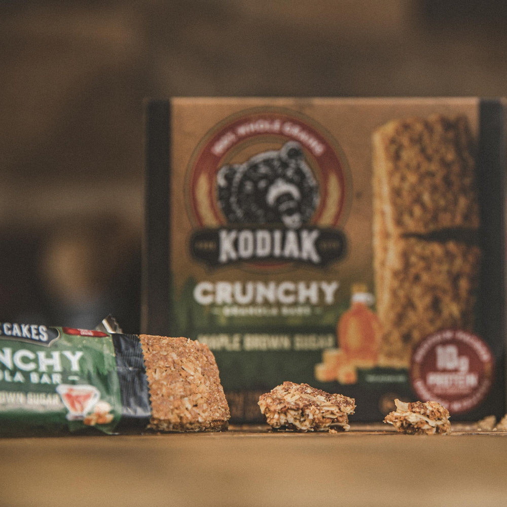 Kodiak Cakes on-the-go bars capture versatile use for gym, office, or outdoor activities.