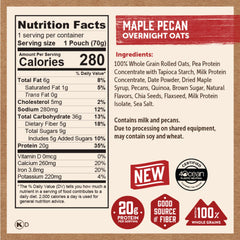 Kodiak Cakes Maple Pecan Overnight Oats with chia flax quinoa for rich texture