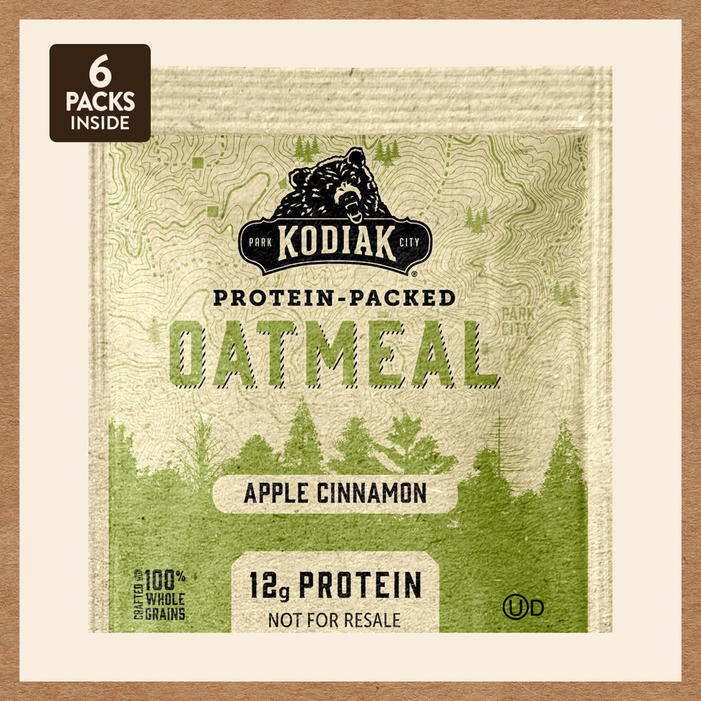 Microwave preparation of Kodiak Cakes oatmeal in a mug for a fast meal.