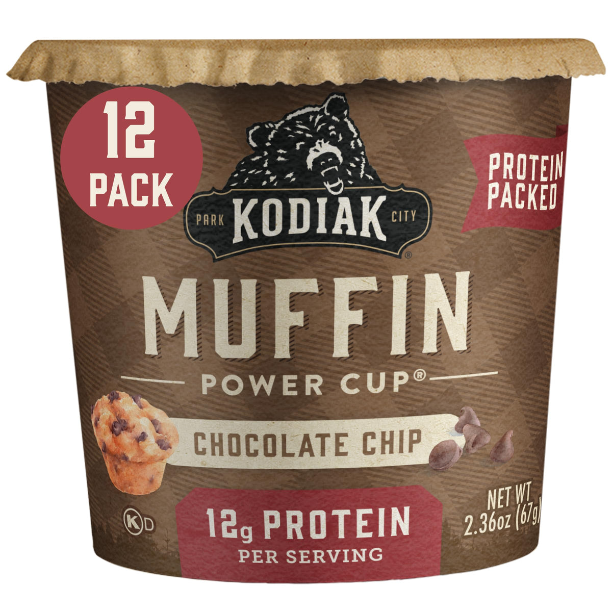 Kodiak Cakes Minute Muffins Chocolate Chip pack front—protein-packed grab-and-go breakfast