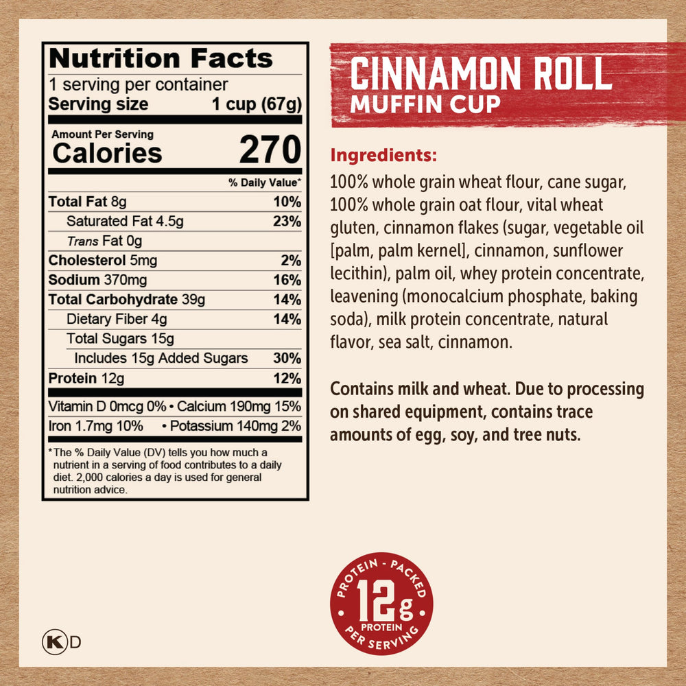Warm glaze on Kodiak Cakes Minute Muffins Cinnamon Roll close-up view