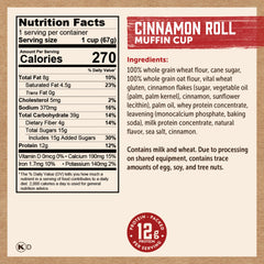 Warm glaze on Kodiak Cakes Minute Muffins Cinnamon Roll close-up view