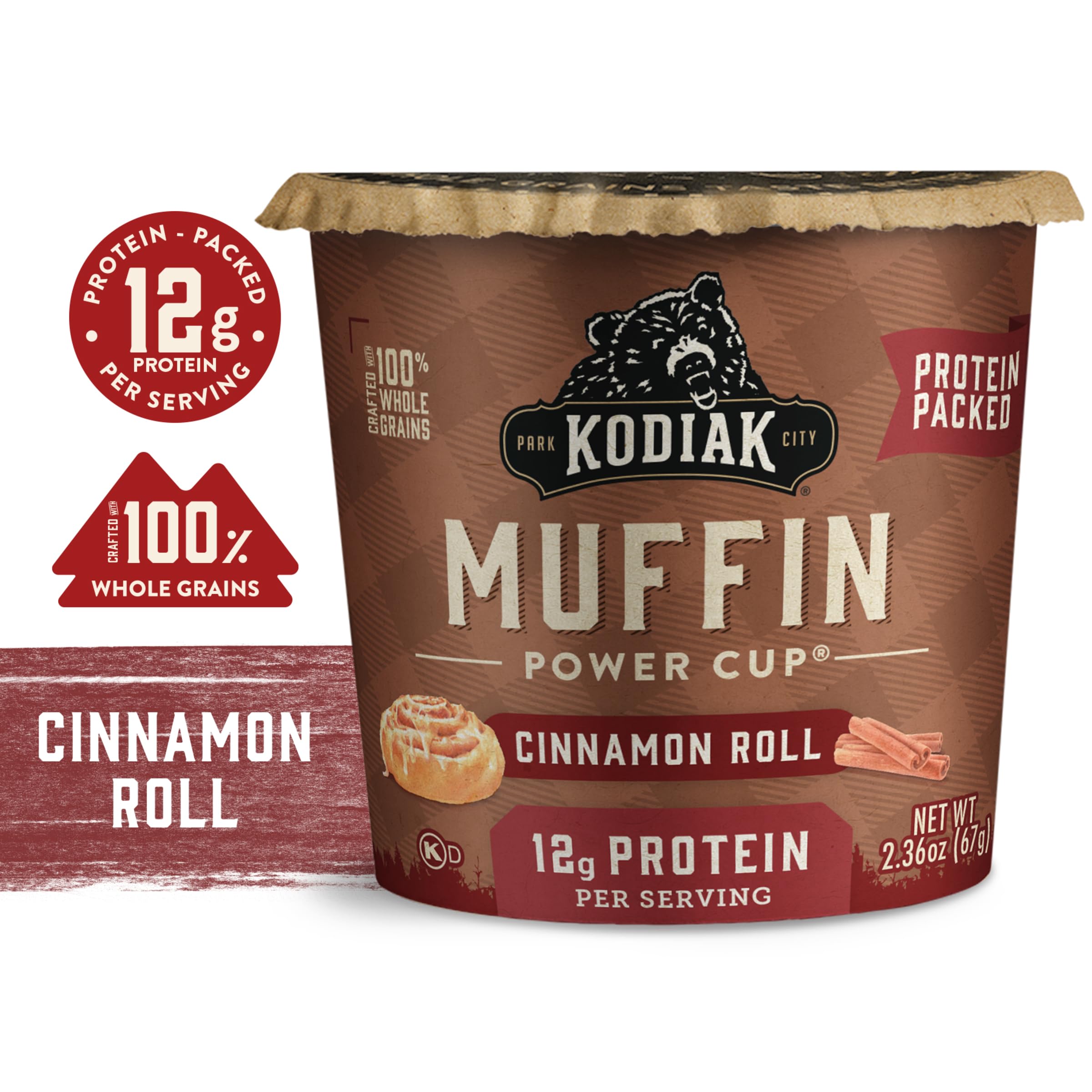 12-pack box of Kodiak Cakes Minute Muffins Cinnamon Roll