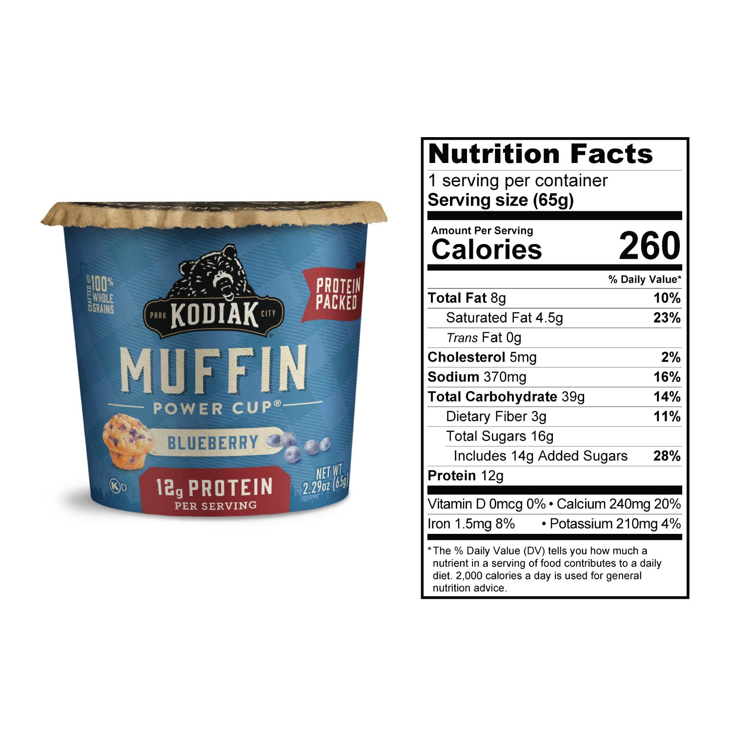 Kodiak Cakes Minute Muffins Mountain Blueberry served with yogurt and fruit.