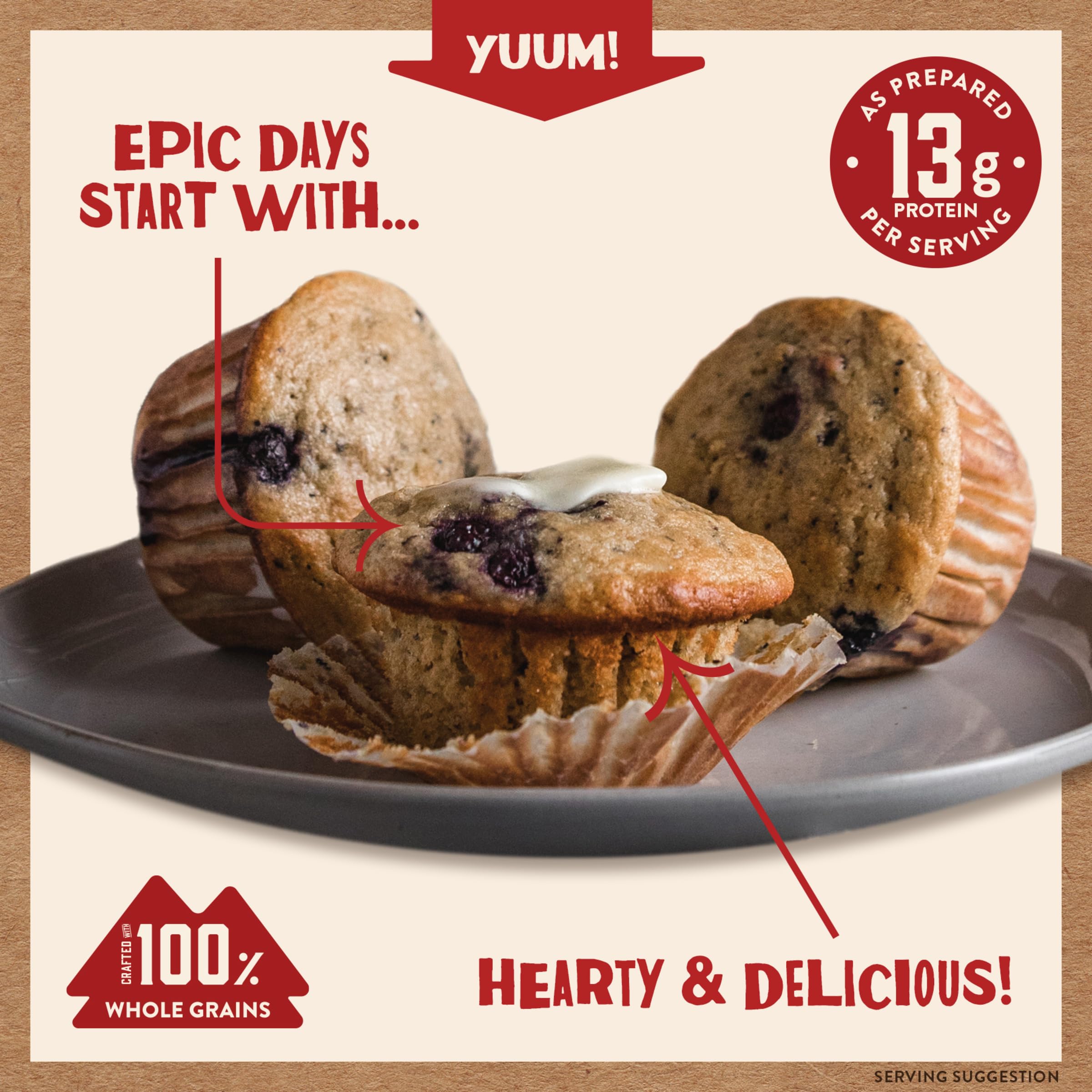 Kodiak Cakes muffin blueberry serving suggestion with morning coffee