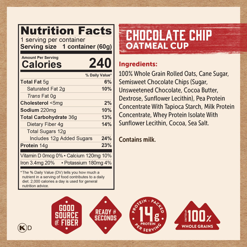 Kodiak Cakes Oatmeal Cup serving setup visual, ready-to-prepare
