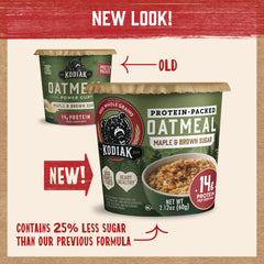 Kodiak Cakes Oatmeal Cups Variety Pack visual, three flavors showcased