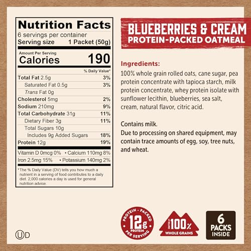 Kodiak Cakes Oatmeal packet pour hot water demonstrates quick 2-3 minute prep.