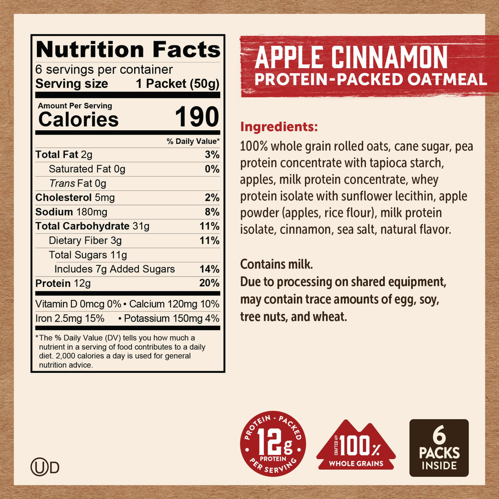 Pouring hot water over Kodiak Cakes Apple Cinnamon oatmeal to make a quick breakfast.