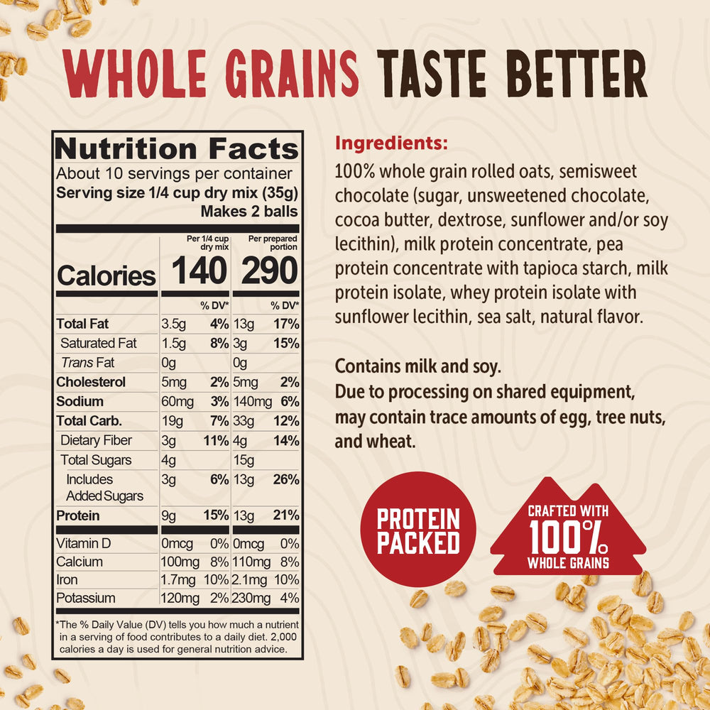 Kodiak Cakes protein balls rolling image showing easy bite formation.