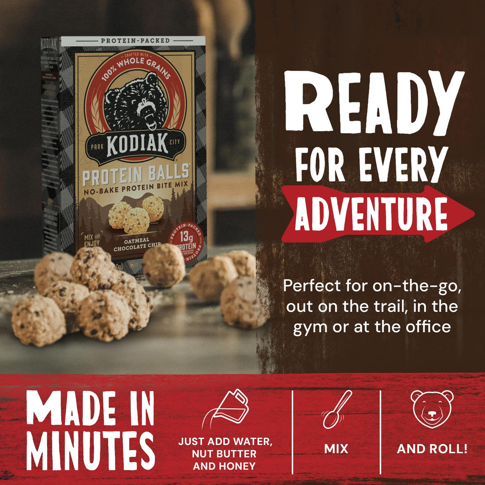 Kodiak Cakes ready-to-roll balls on parchment for portable snacking.