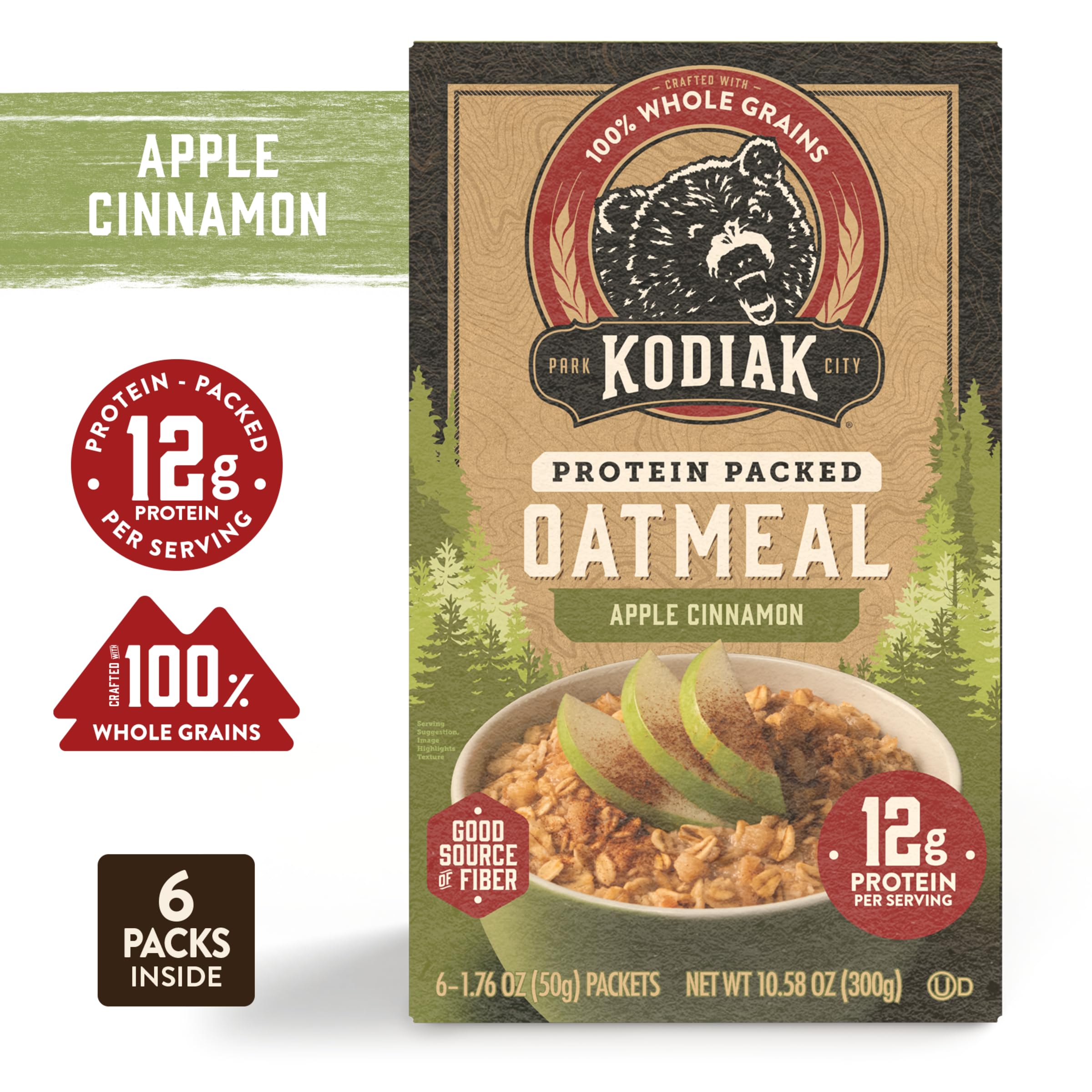 Close-up of oats and apple bits in Kodiak Cakes oatmeal texture.