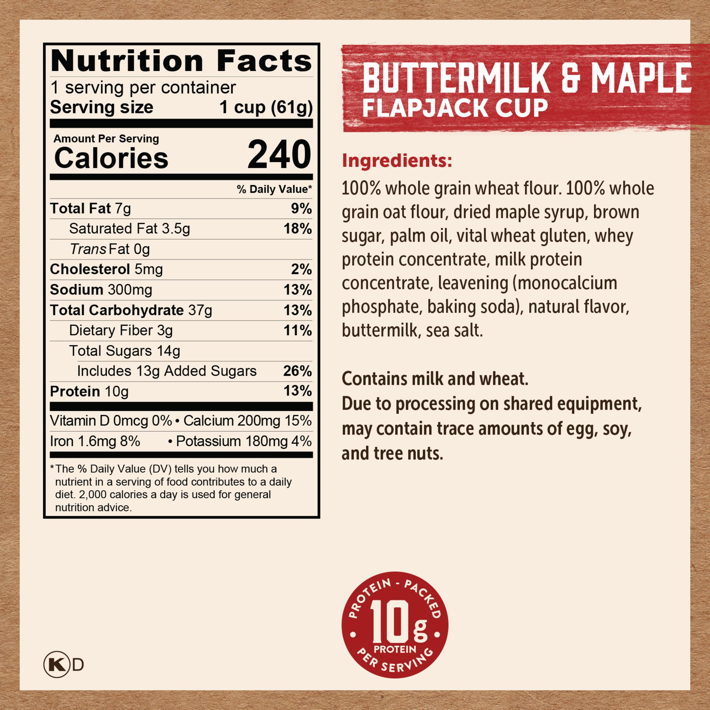 Pancake cups batter highlighting 100% whole grains