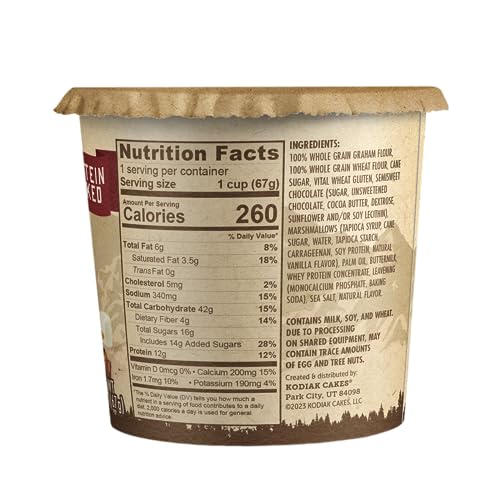 Kodiak Cakes Pancake On the Go S'mores ingredients close-up highlights whole grains.