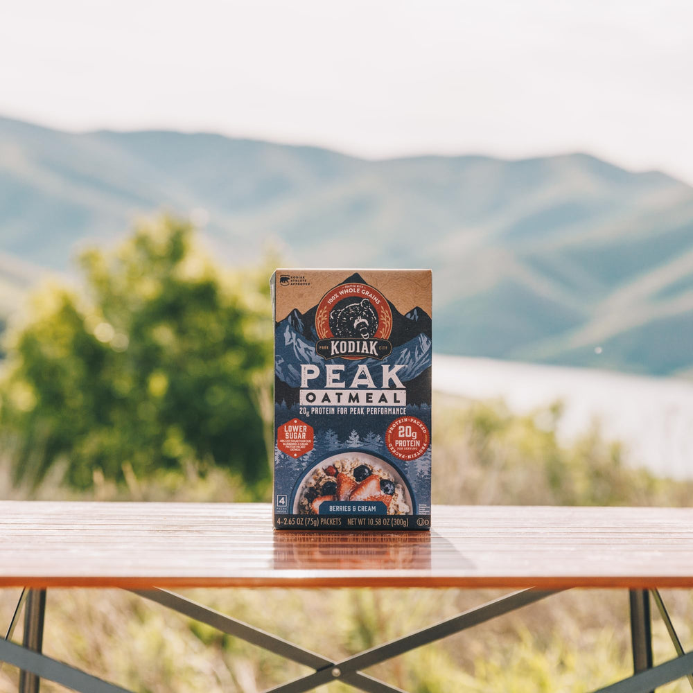 Fresh serving ready-to-eat Kodiak Cakes Peak oatmeal for quick mornings.