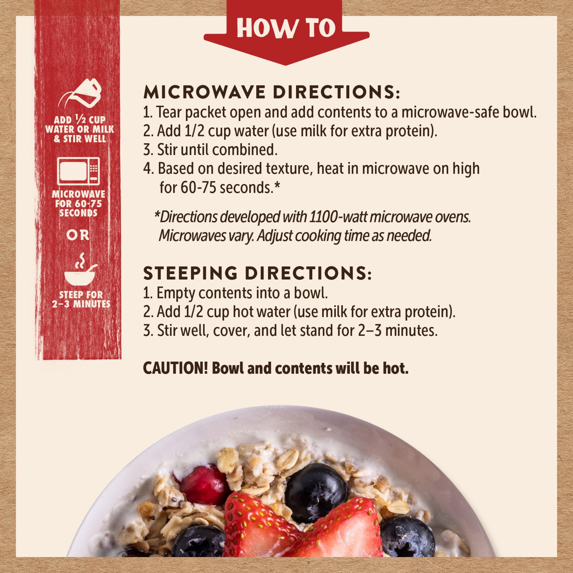 Ingredients panel hints at 100% whole grains in Kodiak Cakes Peak.