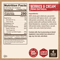 Kodiak Cakes Peak oatmeal packet closeup highlights high-protein breakfast option.