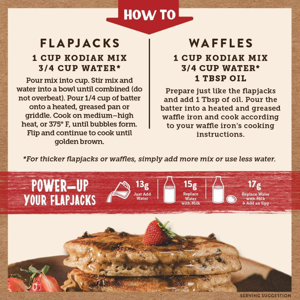 Kodiak Cakes Power Cakes chocolate chip batter ready to pour for a filling morning.